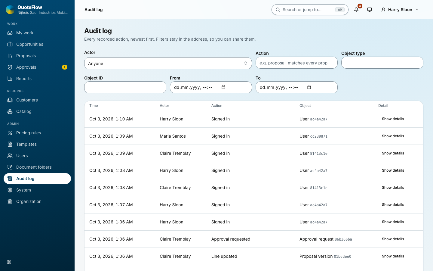 The audit log