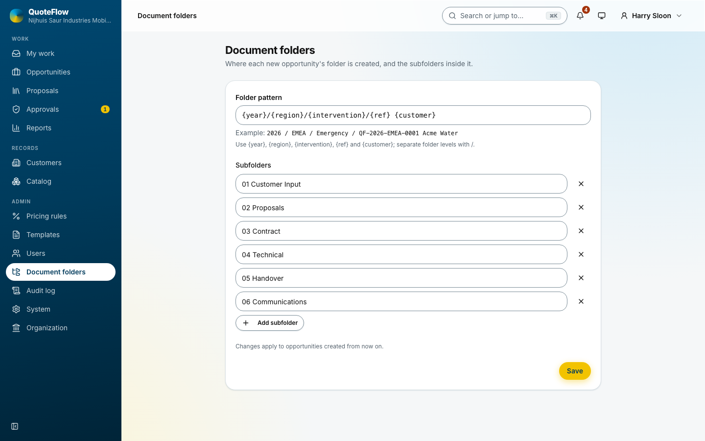 The document folders