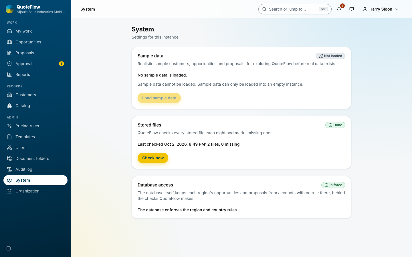 The system page